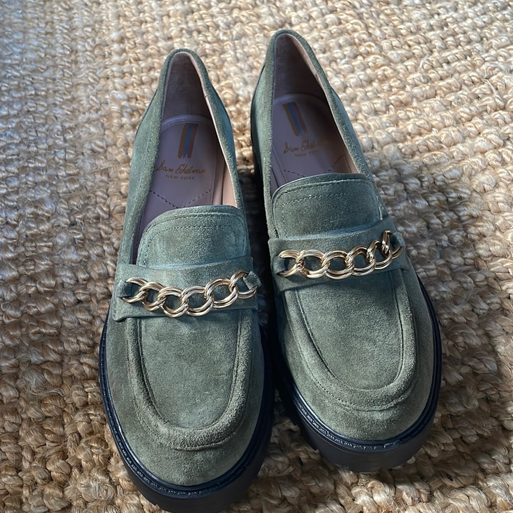 Olive green Sam Edelman loafers worn once